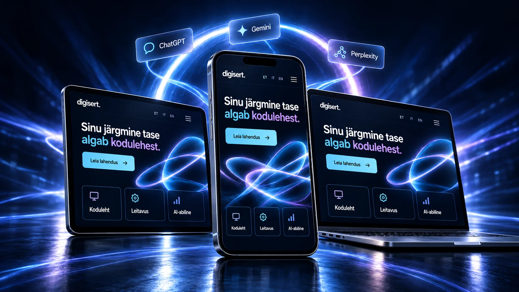 Sama Digiserti koduleht sülearvuti, tahvli ja nutitelefoni ekraanil